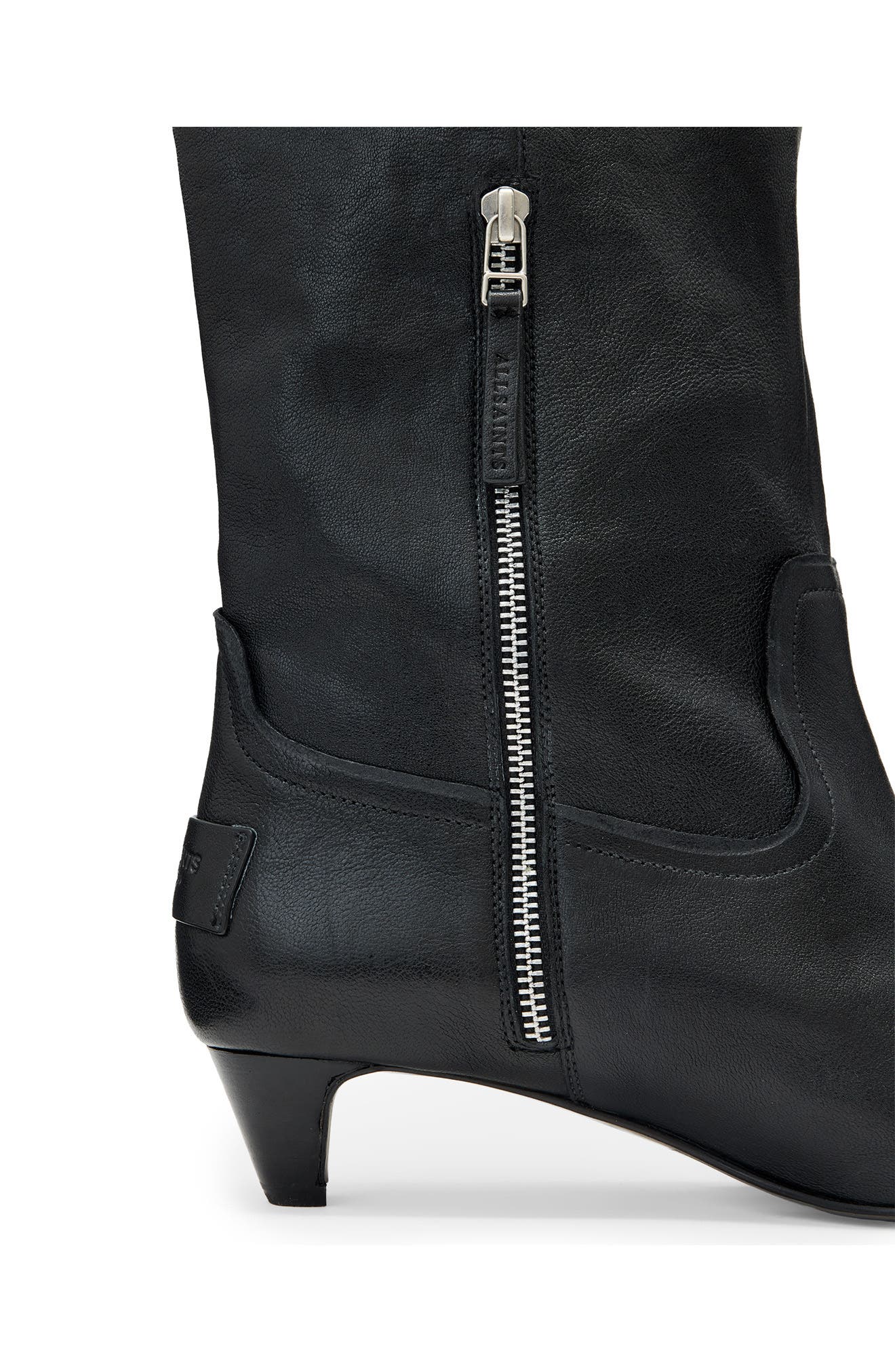 Veda Leather Boot, Alternate, color, BLACK
