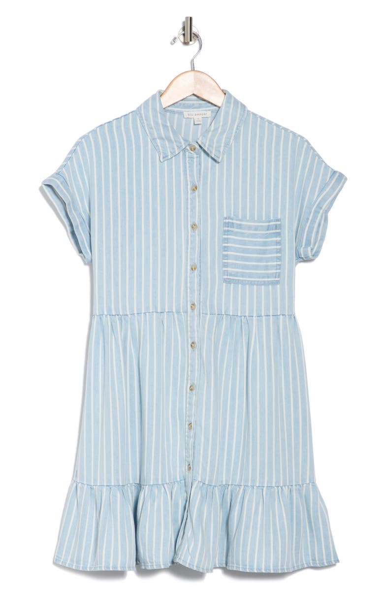Blu Pepper Stripe Ruffle Hem Shirtdress, Alternate, color,