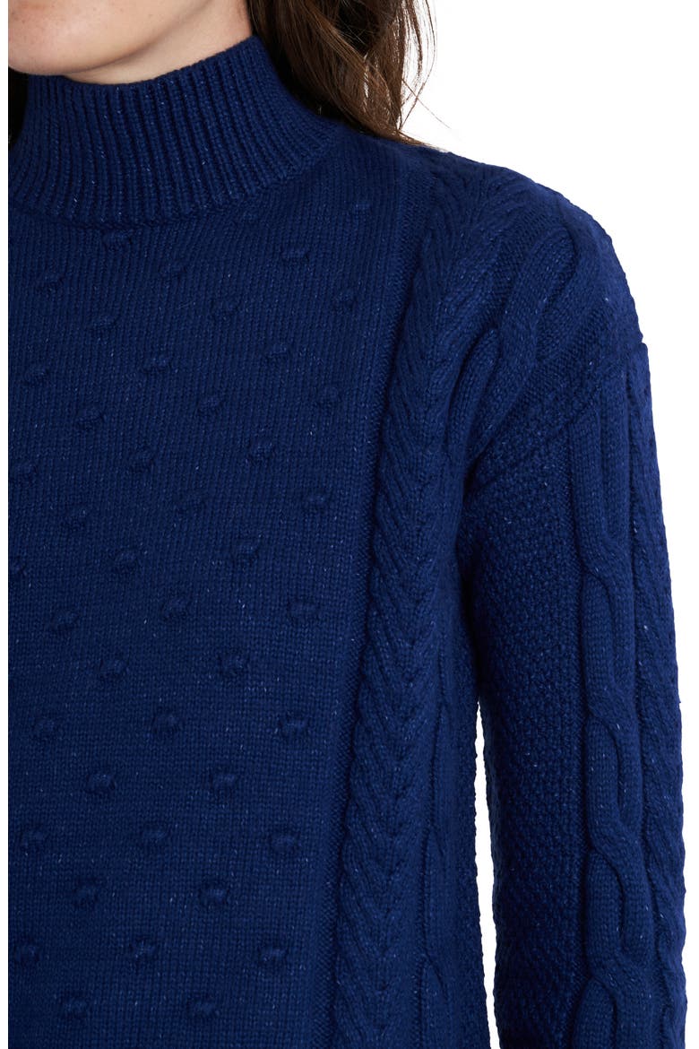 Mock Neck Cable Sweater, Alternate, color, DEEP SAPPHIRE