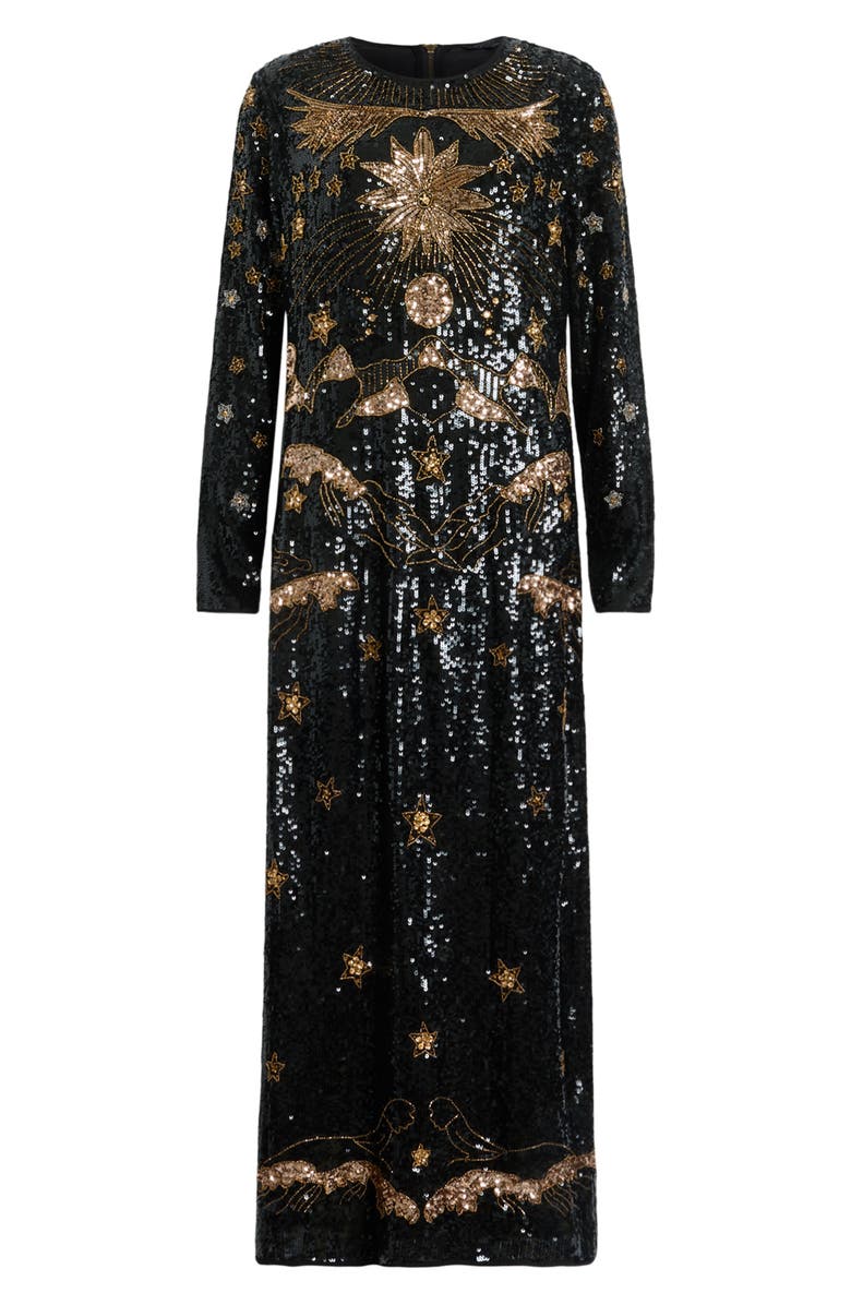AllSaints Noushka Mixed Sequin Print Long Sleeve Dress, Alternate, color,