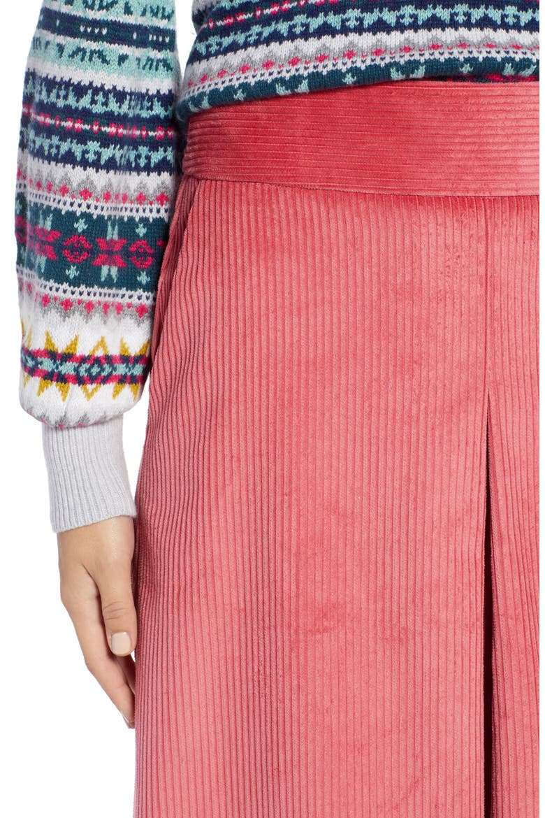 Corduroy Knee Length Skirt, Alternate, color, RED SLATE
