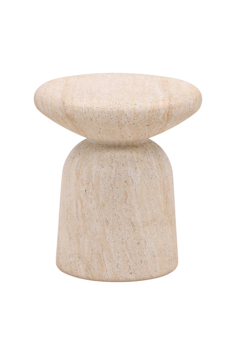 Marek Faux Travertine Outdoor Side Table, Main, color, Natural