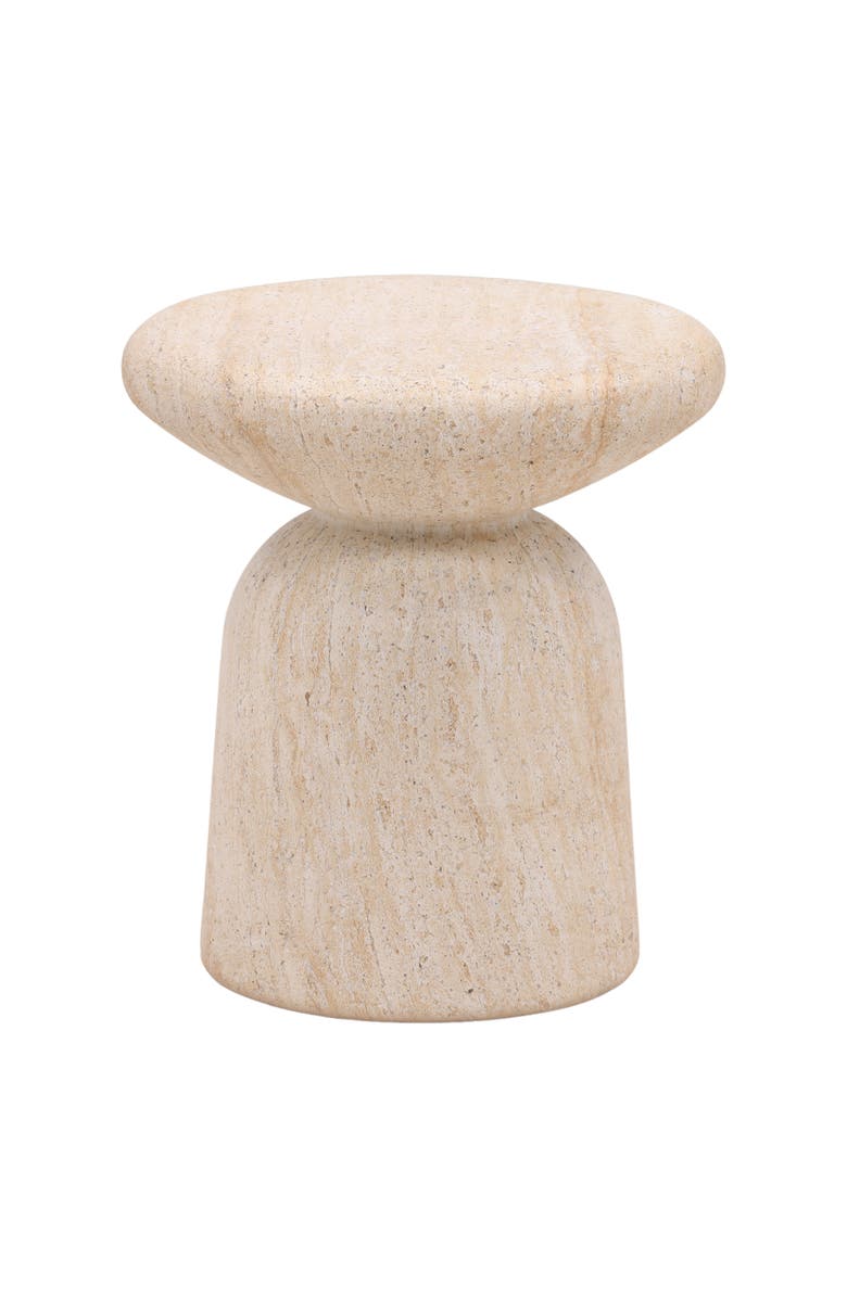 Dovetail Furniture Marek Faux Travertine Outdoor Side Table, Main, color, Natural