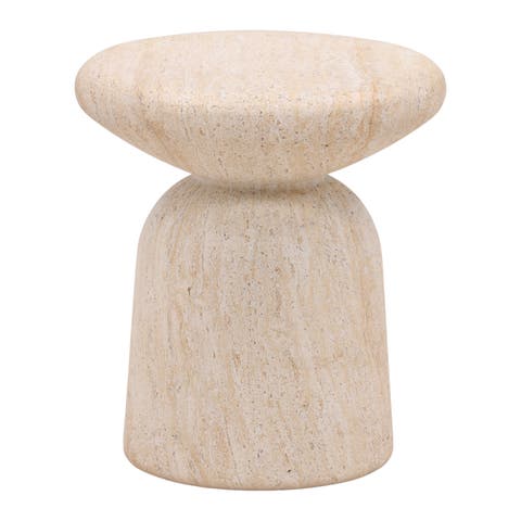 Marek Faux Travertine Outdoor Side Table