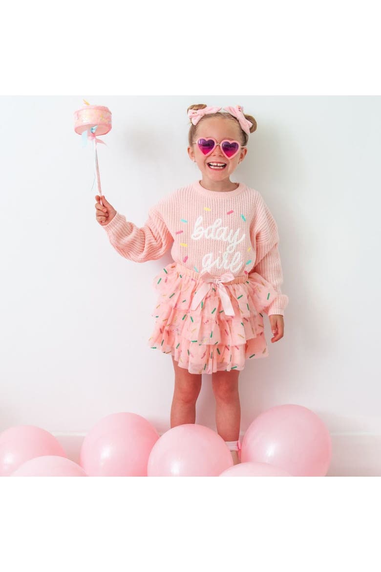 Birthday Girl Sprinkle Tiered Tutu, Alternate, color, Ballet Pink