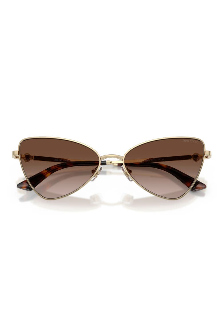 57mm Gradient Cat Eye Sunglasses, Alternate, color, PALE GOLD / GRADIENT BROWN