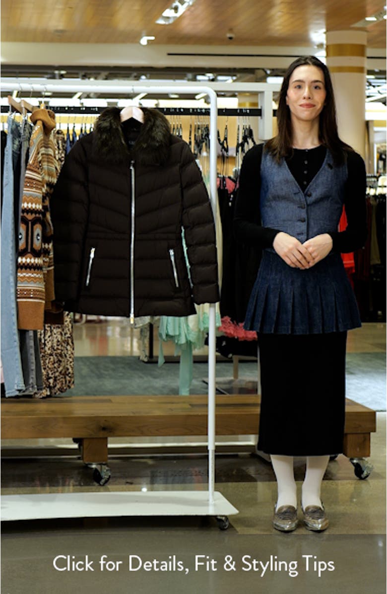 Belle Cote Genuine Shearling Collar Water Repellent 800 Fill Power Down Puffer Jacket, sales video thumbnail