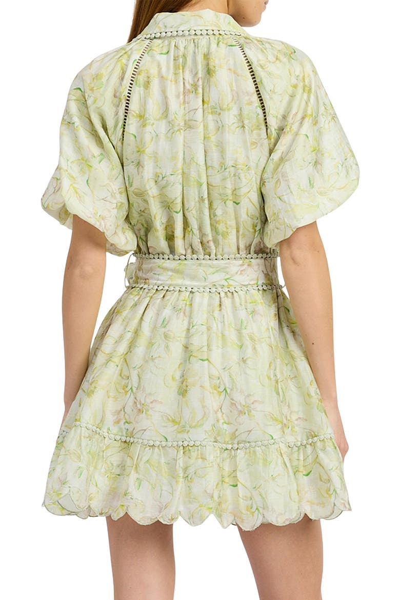 Claire Floral Bubble Sleeve Minidress, Alternate, color, SAGE YELLOW