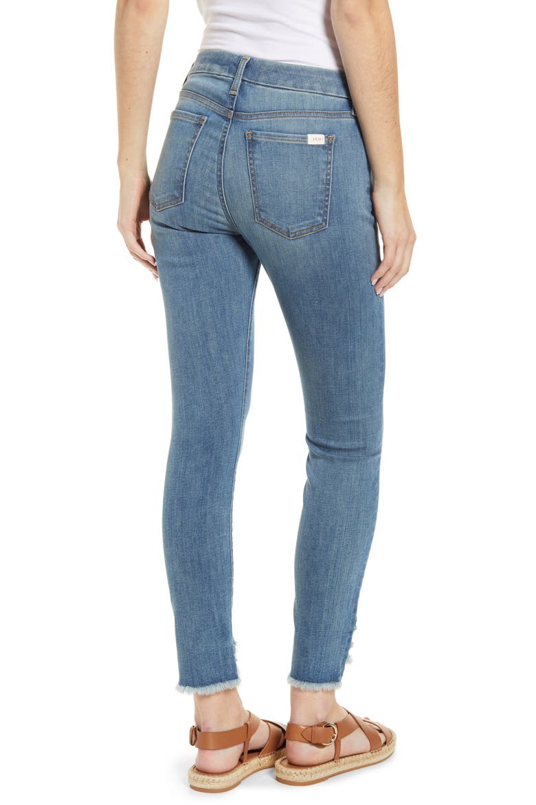 High Waist Fringe Hem Ankle Skinny Jeans, Alternate, color, CANYON COAST