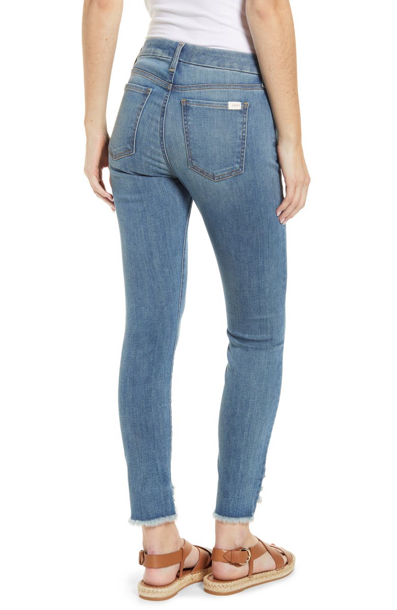 JEN7 by 7 For All Mankind High Waist Fringe Hem Ankle Skinny Jeans, Alternate, color, 