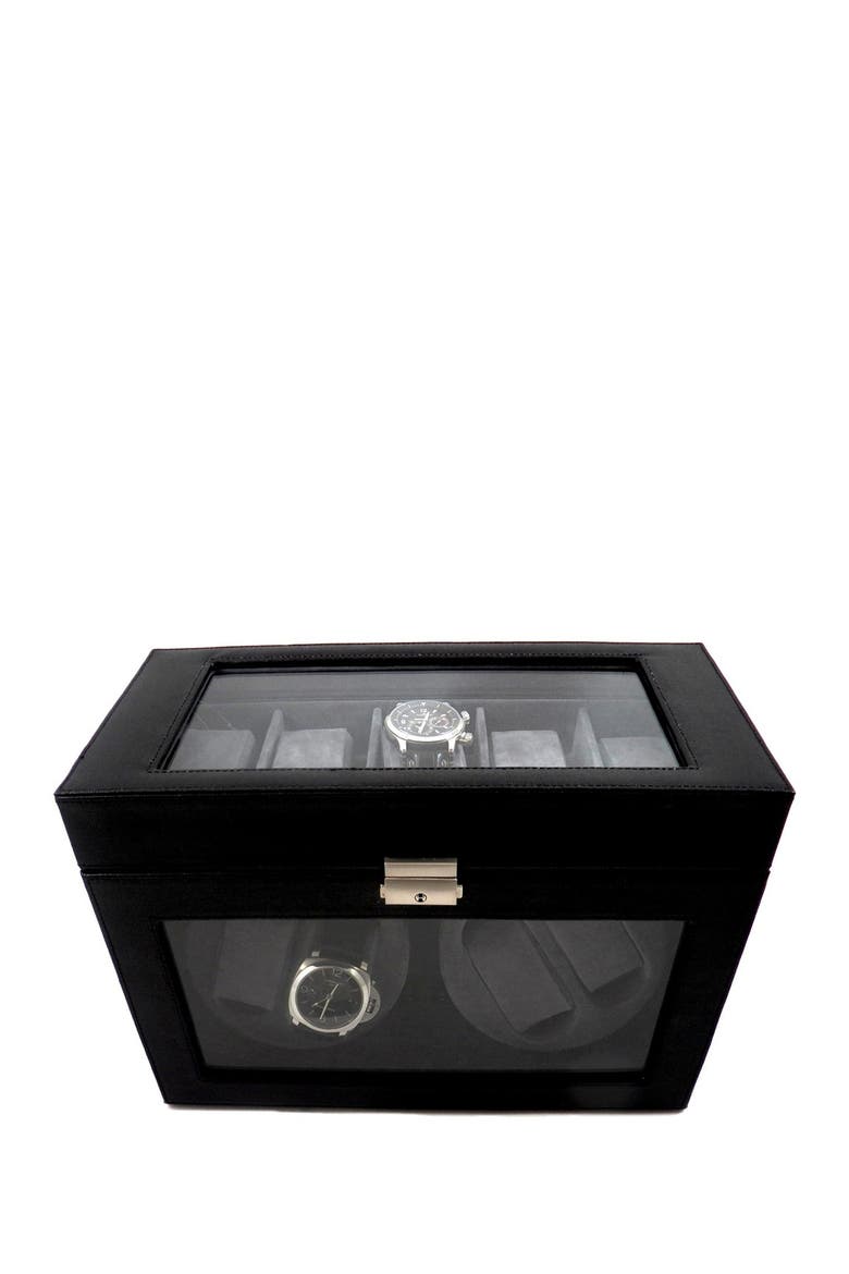 Black Automated Leather Watch Winder, Alternate, color, no color