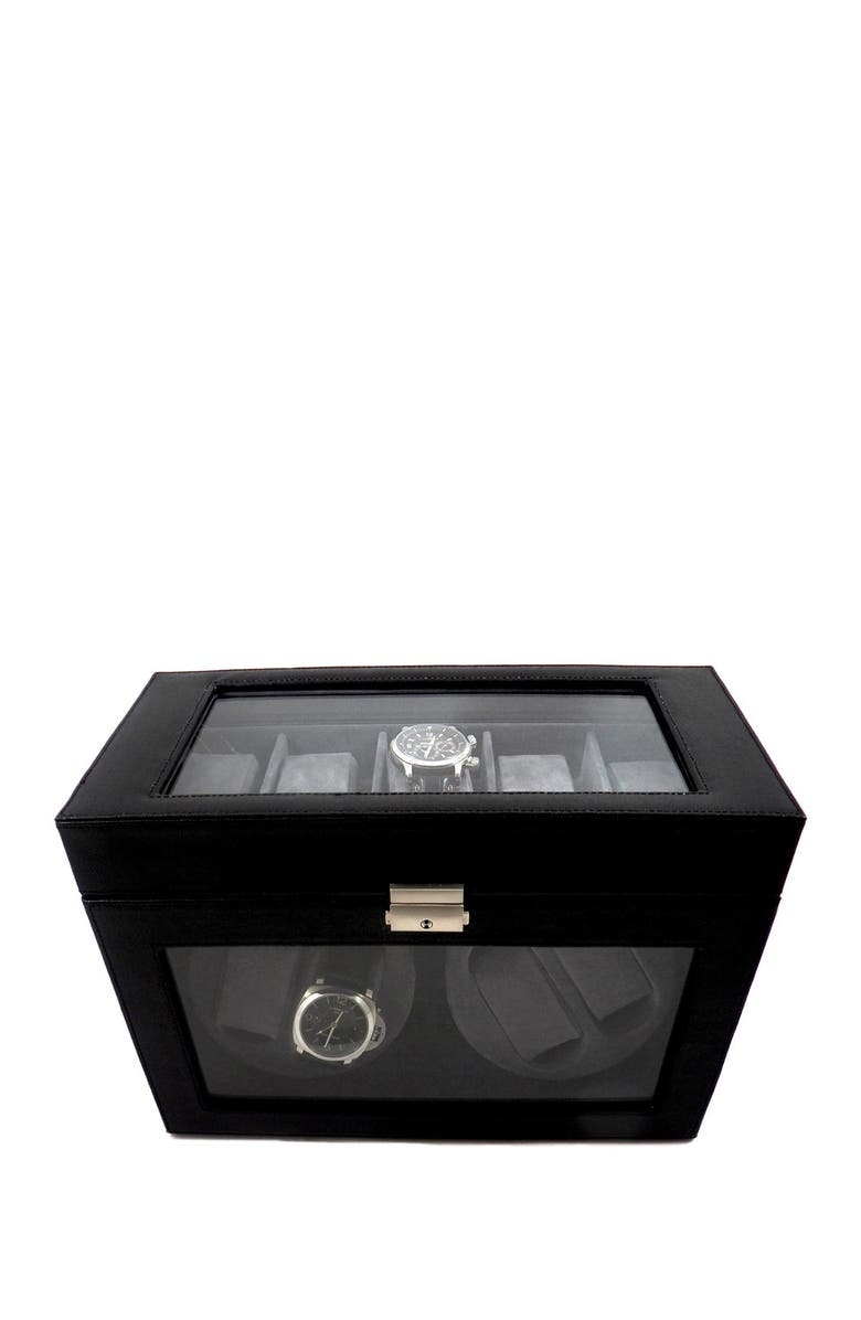 Bey-Berk Black Automated Leather Watch Winder, Alternate, color, NO COLOR