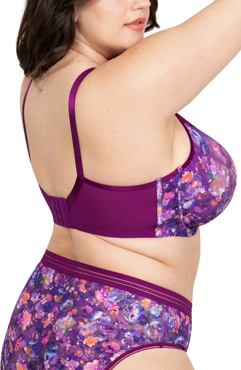 Curvy Couture Print Underwire Unlined Bra, Alternate, color, Enchanted Twilight