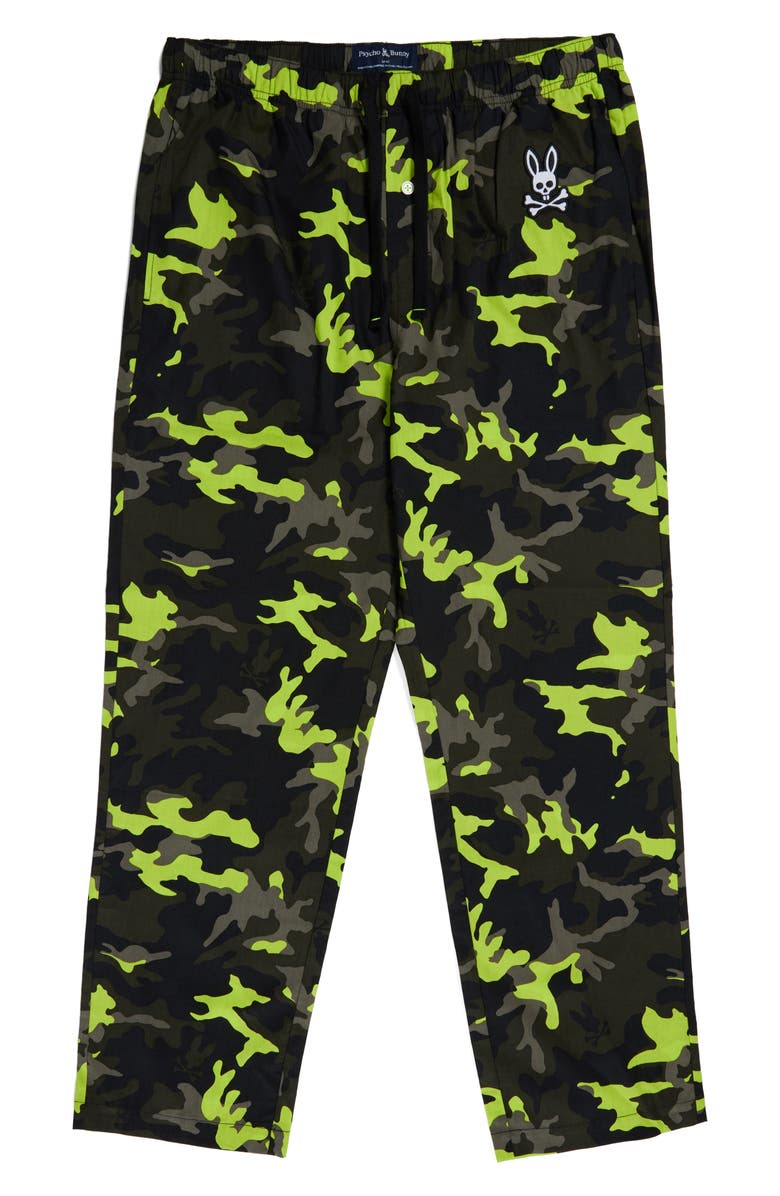 Psycho Bunny Camouflage Print Cotton Poplin Lounge Pants, Alternate, color,