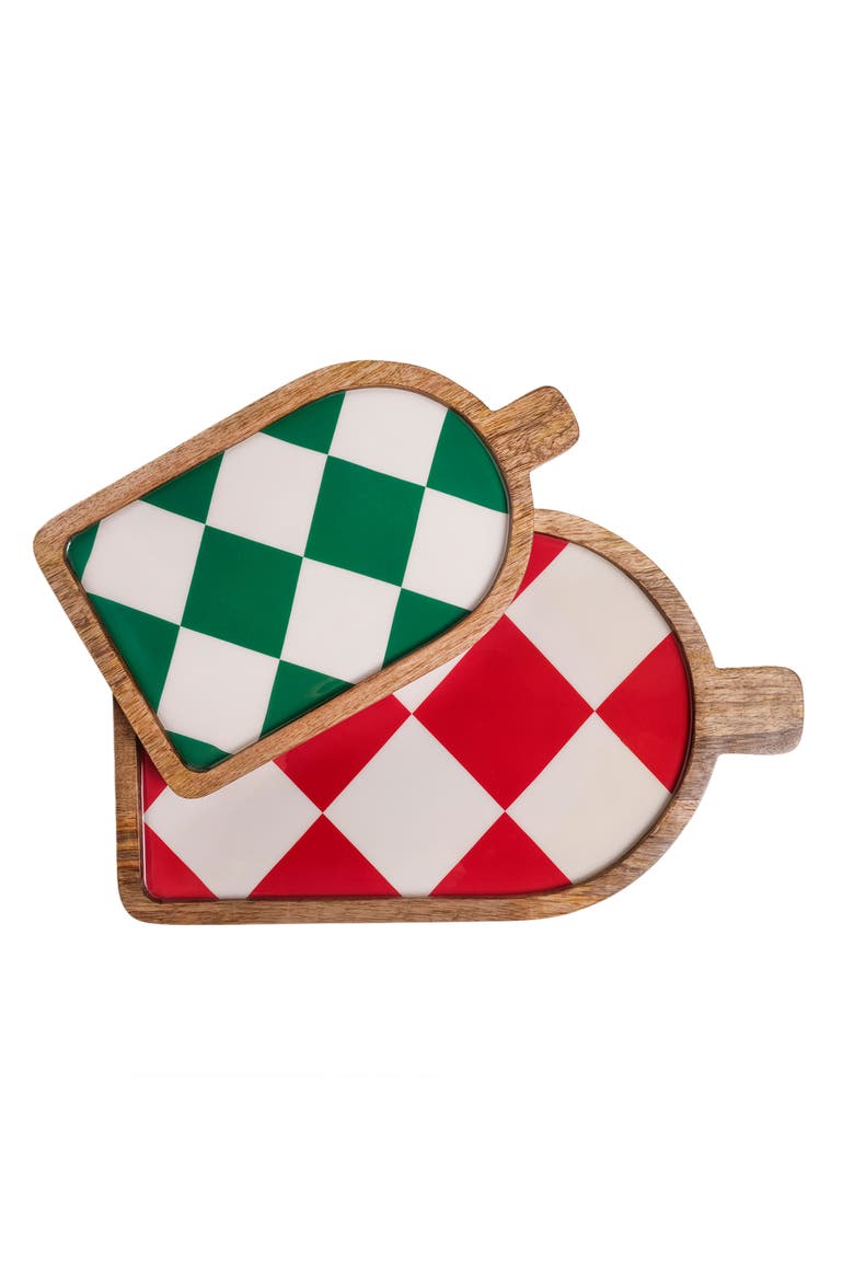 Lakri Mango Wood Serving Board 16" x 9", Alternate, color, Red