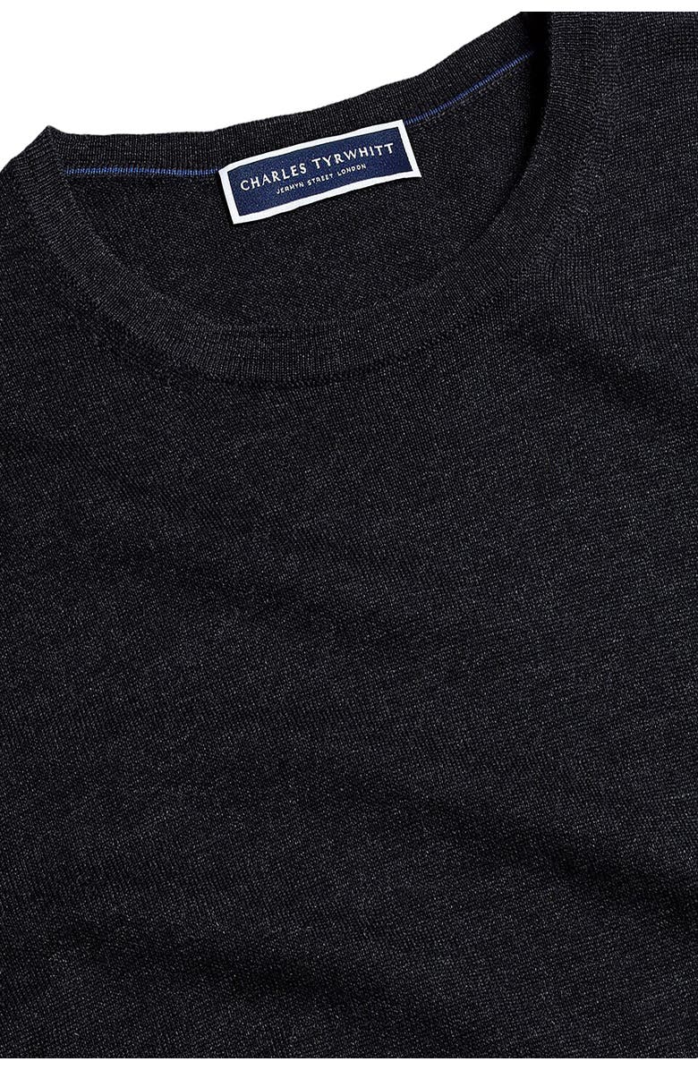 Charles Tyrwhitt Pure Merino Crew Neck Sweater, Alternate, color, Dark Charcoal
