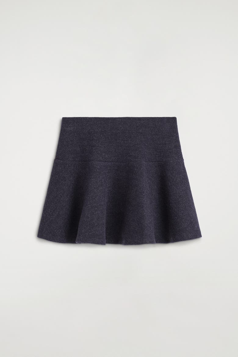 Boiled Wool-Blend Mini Skirt, Alternate, color, CHARCOAL MÉLANGE