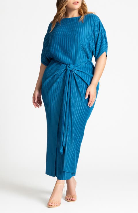 Draped Plisse Dress
