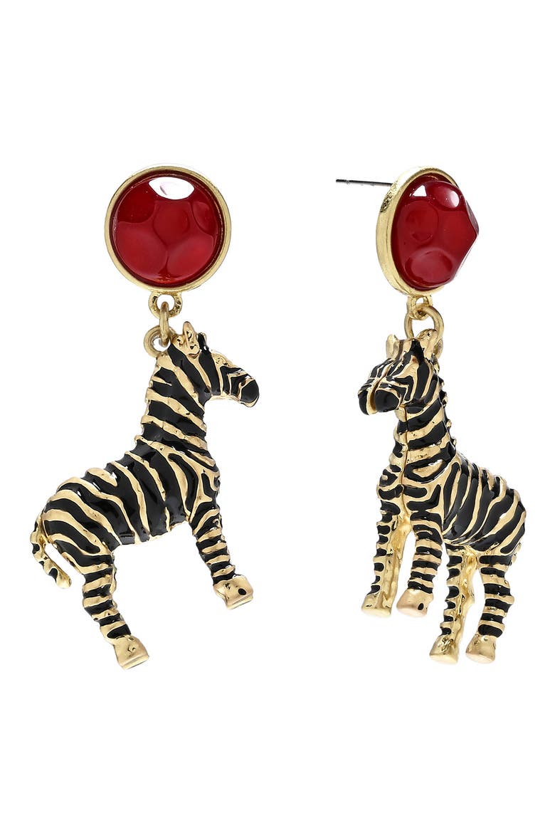 Zebra Drop Earrings, Alternate, color, GOLD