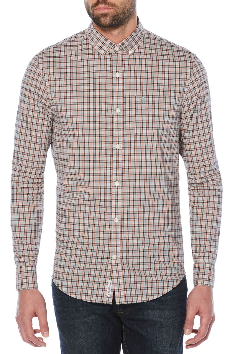 Original Penguin P55 Plaid Shirt, Main, color,