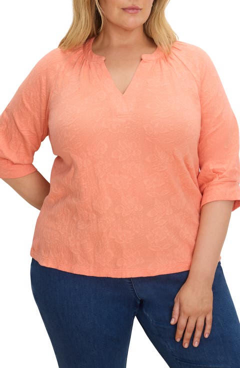 Lace Split Neck Top (Plus)