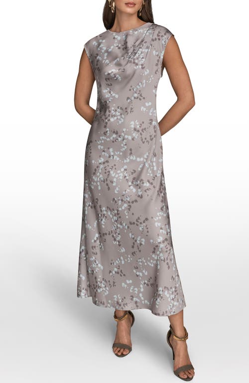 Donna Karan New York Abstract Print Satin Midi Dress In Gray