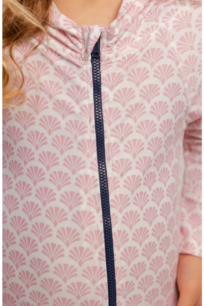 Kids' Floral Long Sleeve Full Body Hooded Swimsuit, Alternate, color, PINK SEASHELL