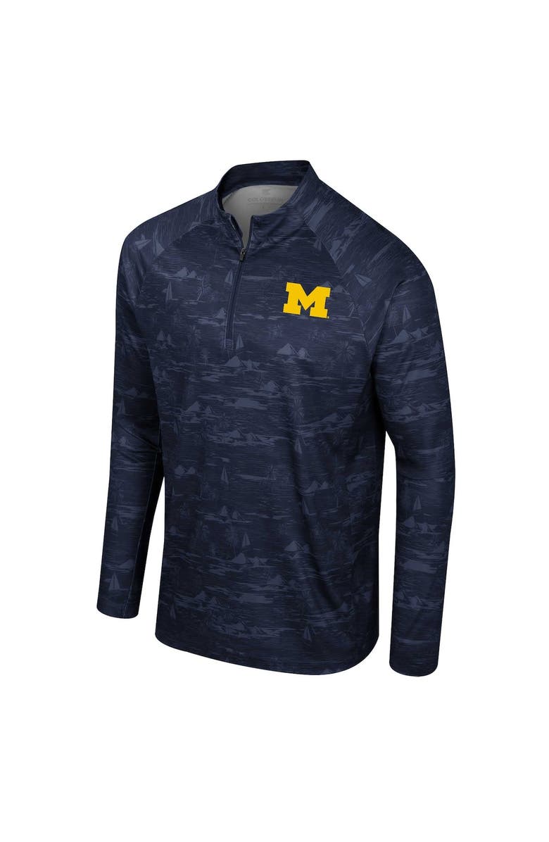 COLOSSEUM Men's Colosseum Navy Michigan Wolverines Carson Raglan Quarter-Zip Jacket, Alternate, color, 