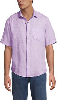 Lands' End Traditional Fit Short Sleeve Linen Shirt