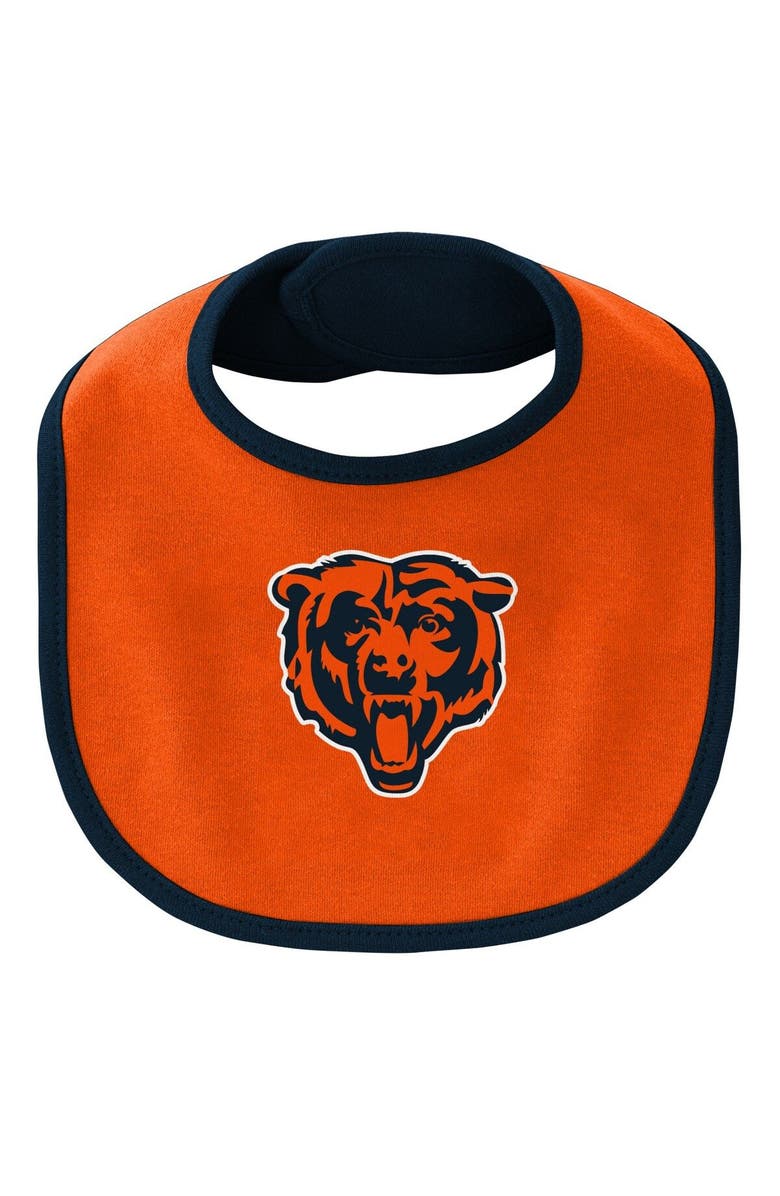 Outerstuff Newborn & Infant Navy/Orange Chicago Bears Little Champ Three-Piece Bodysuit Bib & Booties Set, Alternate, color, Navy