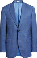 Peter Millar Flynn Classic Fit Blue Plaid Wool Sport Coat