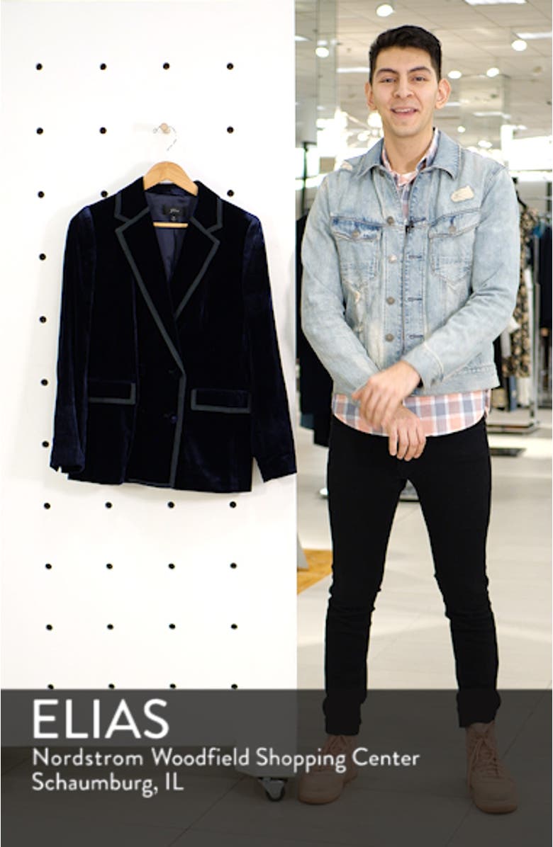 Double Breasted Drapey Velvet Blazer, sales video thumbnail