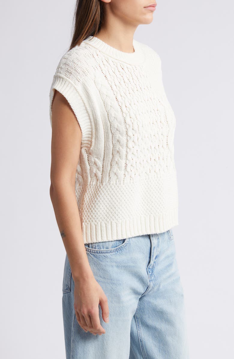 Madewell Patchwork Sweater Vest, Alternate, color, Antique Cream