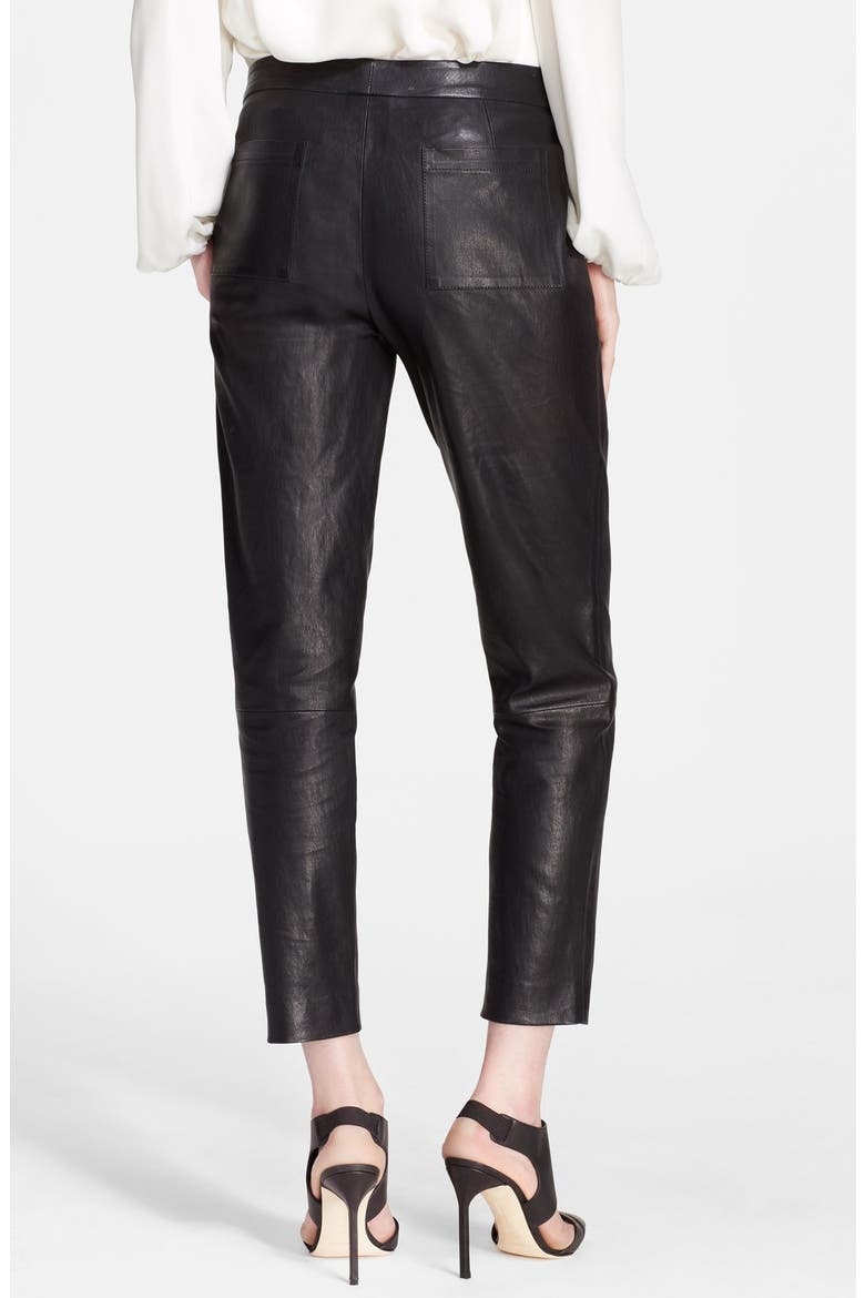Leather Cigarette Pants, Alternate, color, BLACK