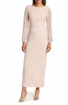 Marina Beaded Long Sleeve Maxi Gown