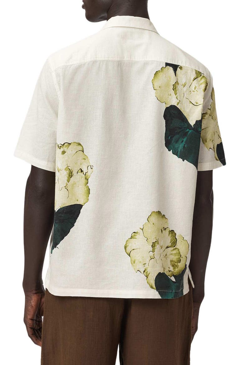 Nouvelle Floral Linen & Cotton Camp Shirt, Alternate, color, ECRU