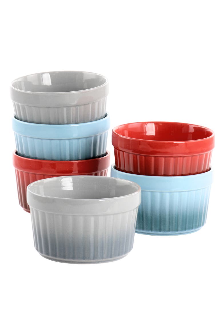 Thornburg 6 Piece 12 Ounce Round Stoneware Ramekin Set, Main, color, Blue