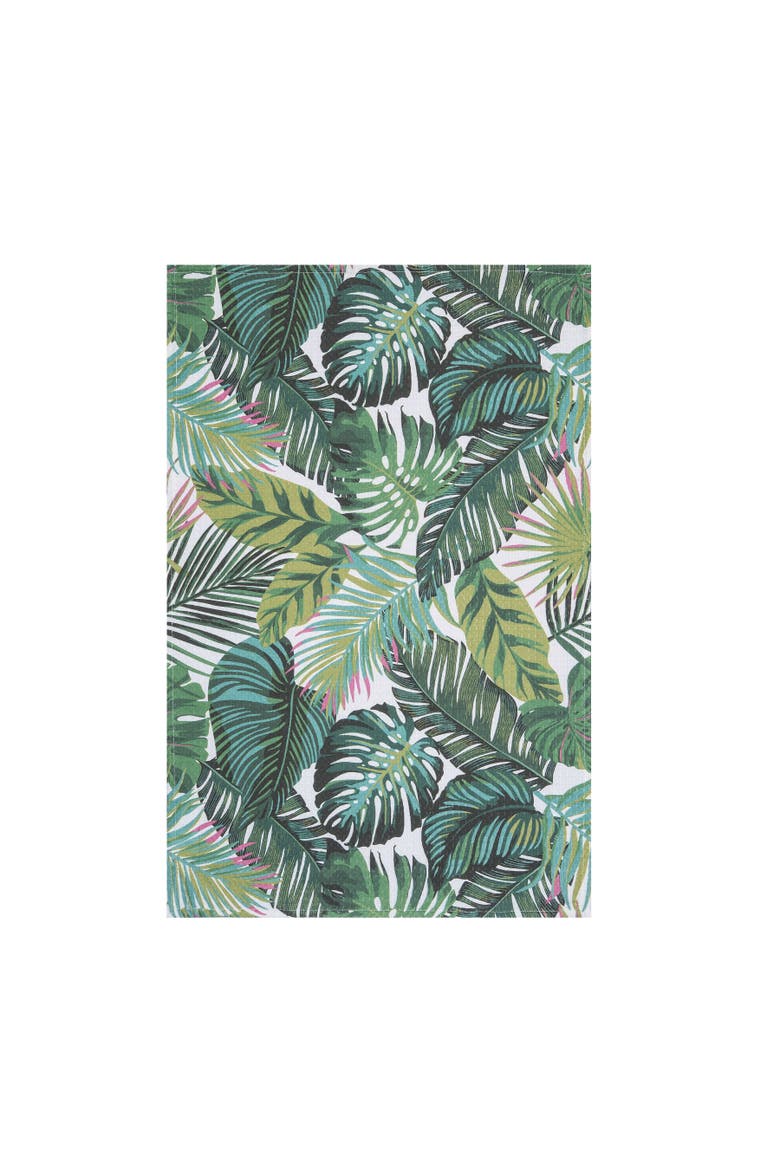 Palm Leaves Graphic Print 100% Cotton Flour Sack Handtowel, Alternate, color, Green