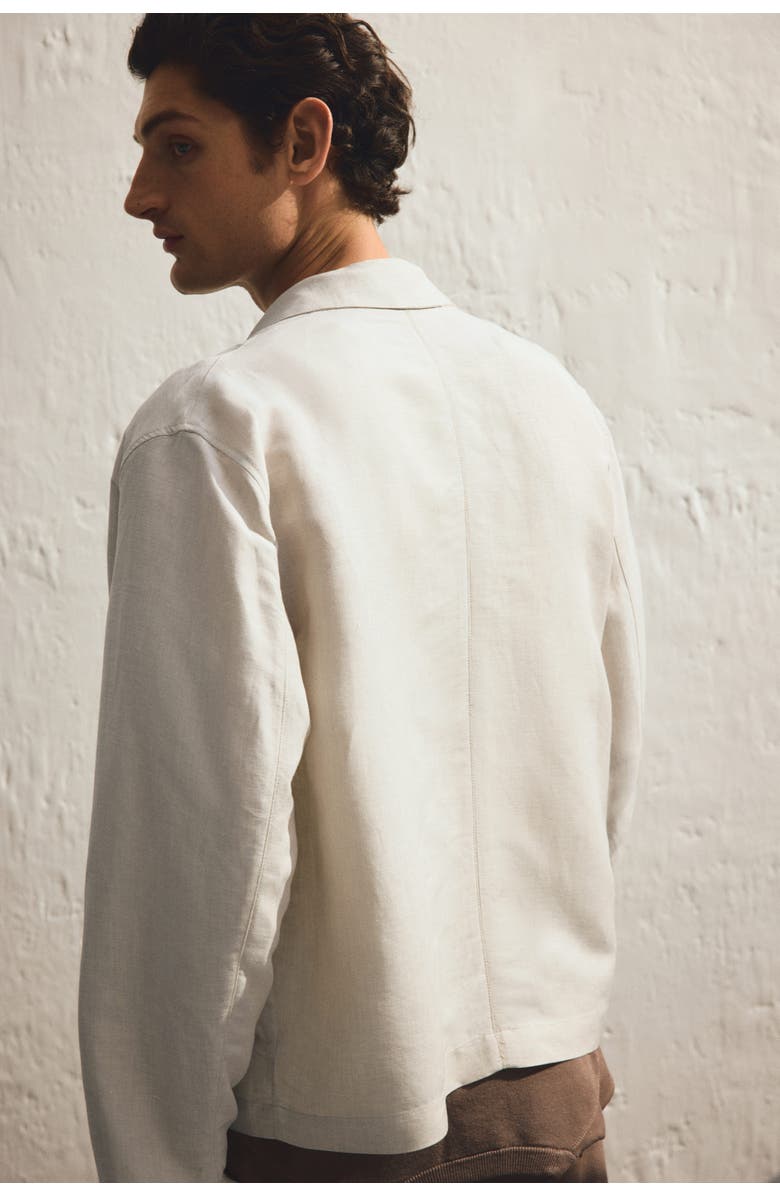 H&M Regular Fit Linen-blend Jacket, Alternate, color, Light Beige