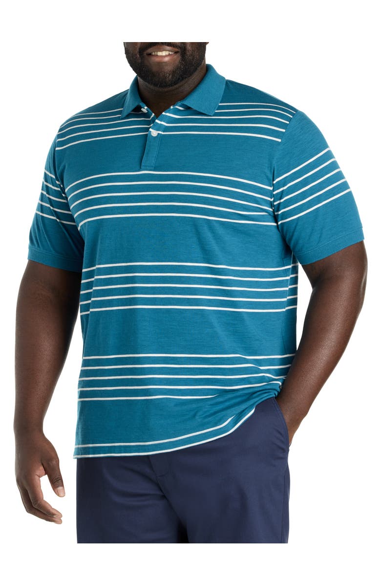 Harbor Bay by DXL Big & Tall Striped Polo Shirt, Main, color, Blue