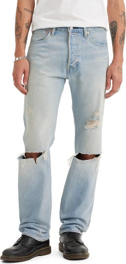 Levi’s Men’s 501 Original Fit Ripped Jeans Shuttle Medium Wash Size 36X32 outlet NWT.