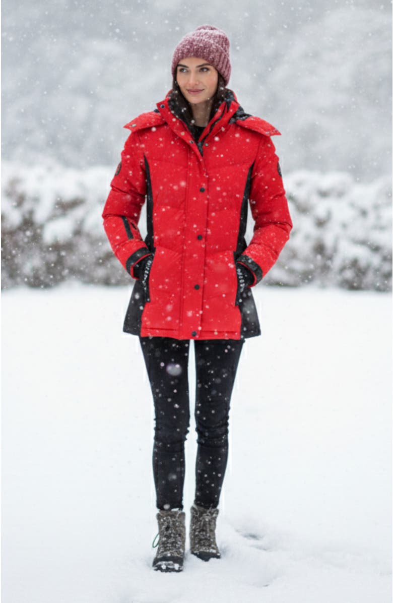 CANADA WEATHER GEAR Women's Hooded Puffer Jacket, Alternate, color, Red/Black