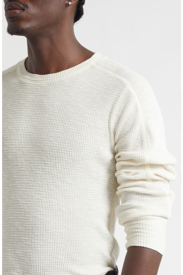 Waffle Stitch Long Sleeve Cotton Crewneck T-Shirt, Alternate, color, PAPER WHITE
