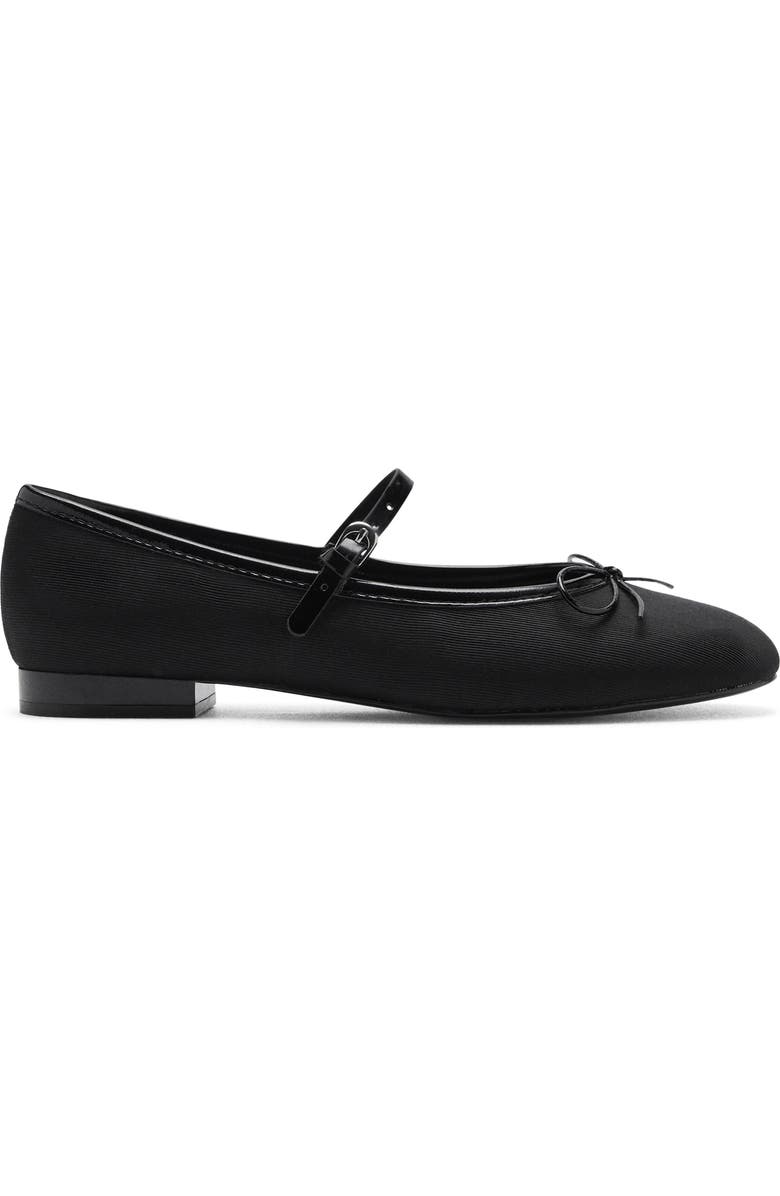 MANGO Buckle Strap Corduroy Ballerina Flat, Alternate, color, Black