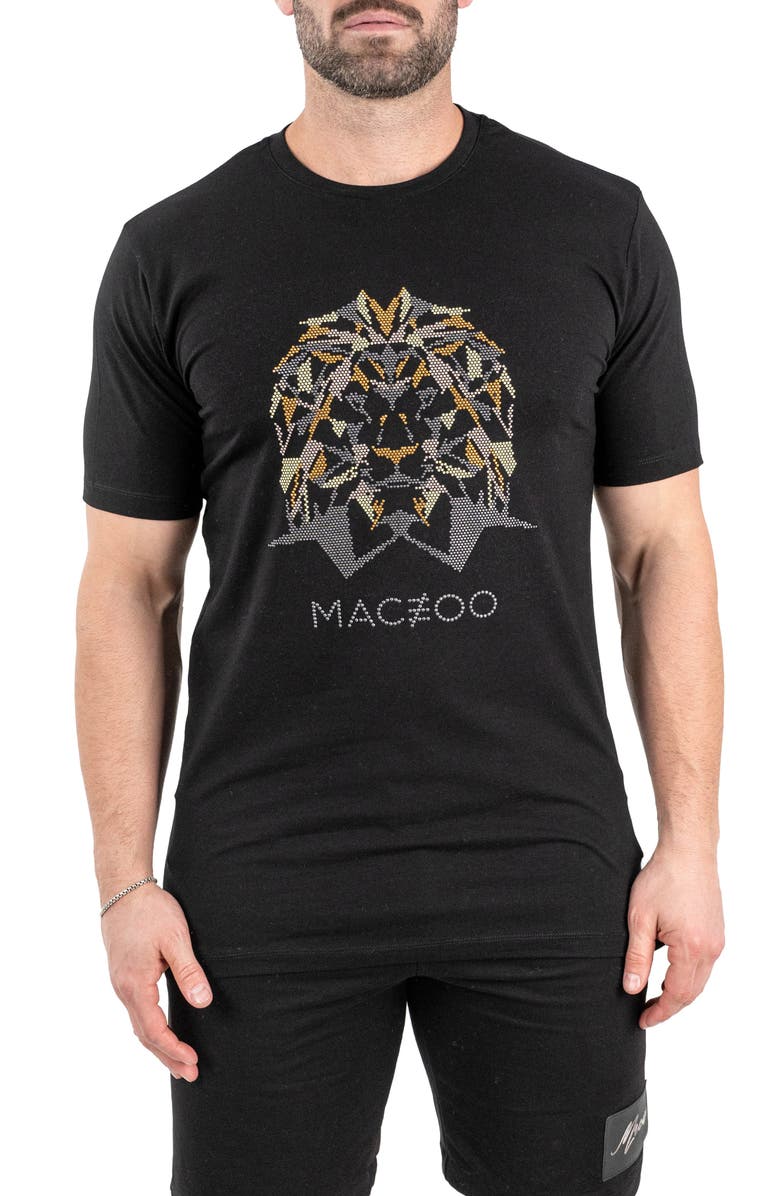 Maceoo Stone Lion Embellished Cotton Graphic T-Shirt, Main, color, 