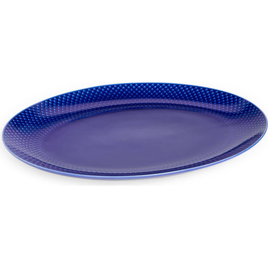 Lyngby Porcelaen Rhombe Color Oval Serving Dish In Dark Blue