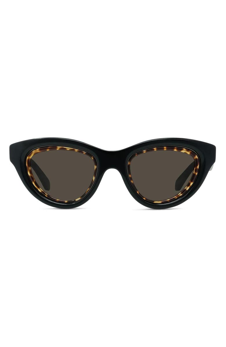 Loewe Anagram 53mm Cat Eye Sunglasses, Main, color, Shiny Black / Brown