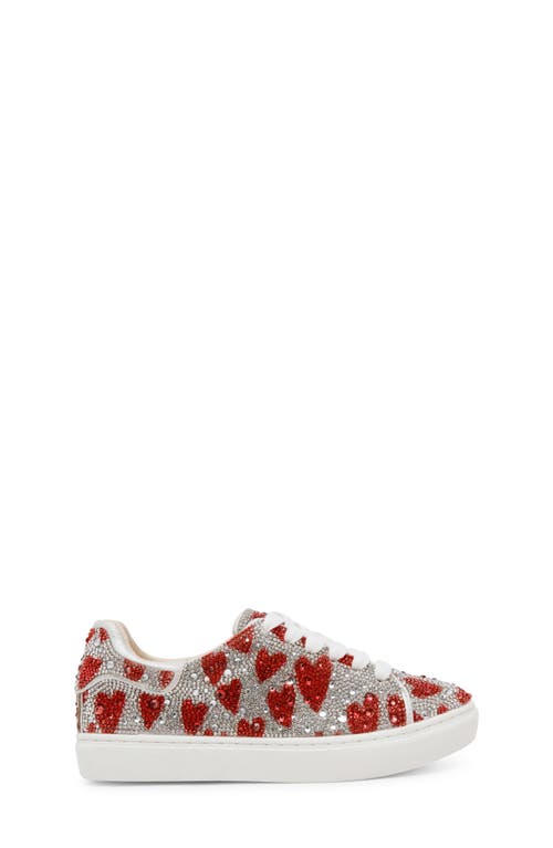Betsey Johnson Little Girls Sidny Rhinestone Sneakers In Hearts