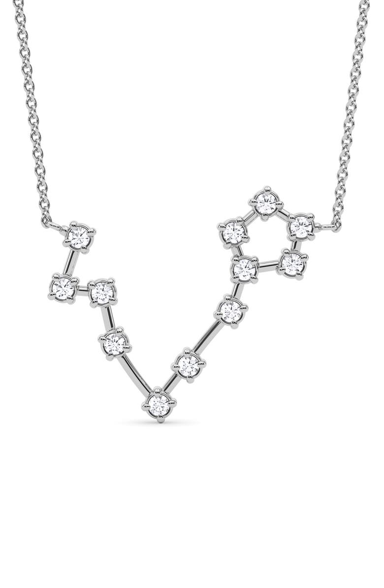 HauteCarat Pisces Constellation Lab Created Diamond Necklace, Main, color, 18K White Gold