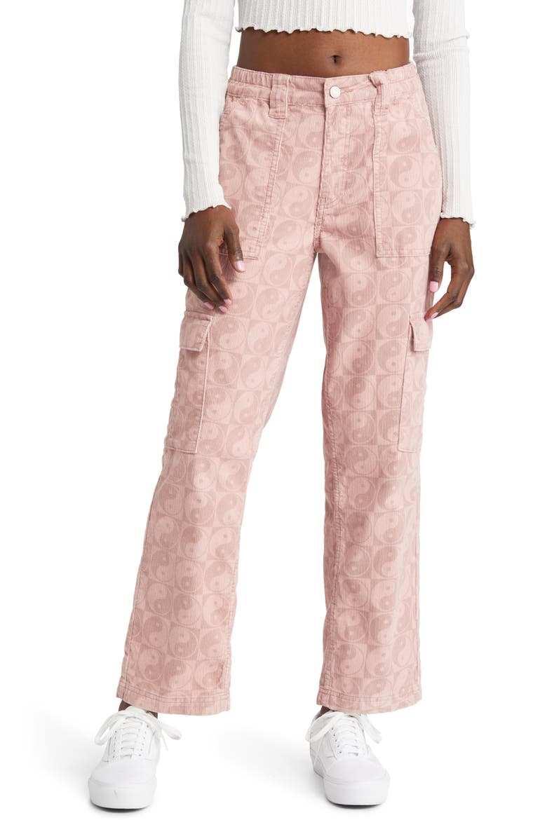 Yin Yang Utility Straight Leg Corduroy Pants, Main, color, MAUVE YING YANG
